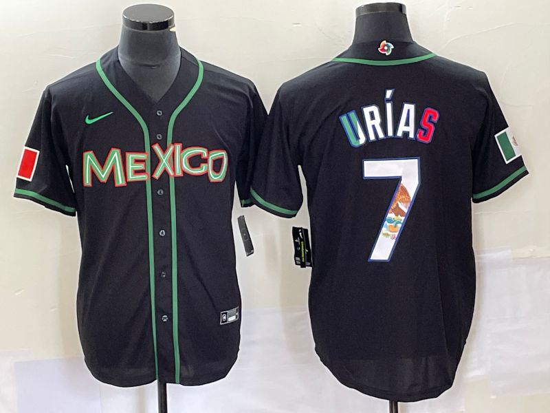 Men 2023 World Cub Mexico #7 Urias Black white Nike MLB Jersey12